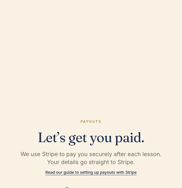 The Daris payouts step confirming that payouts are set up